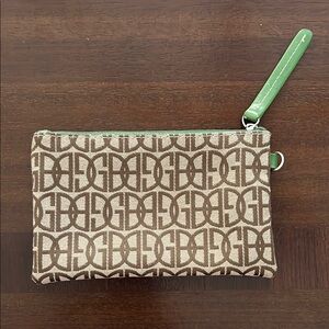 Brown and Green Patterned Wristlet